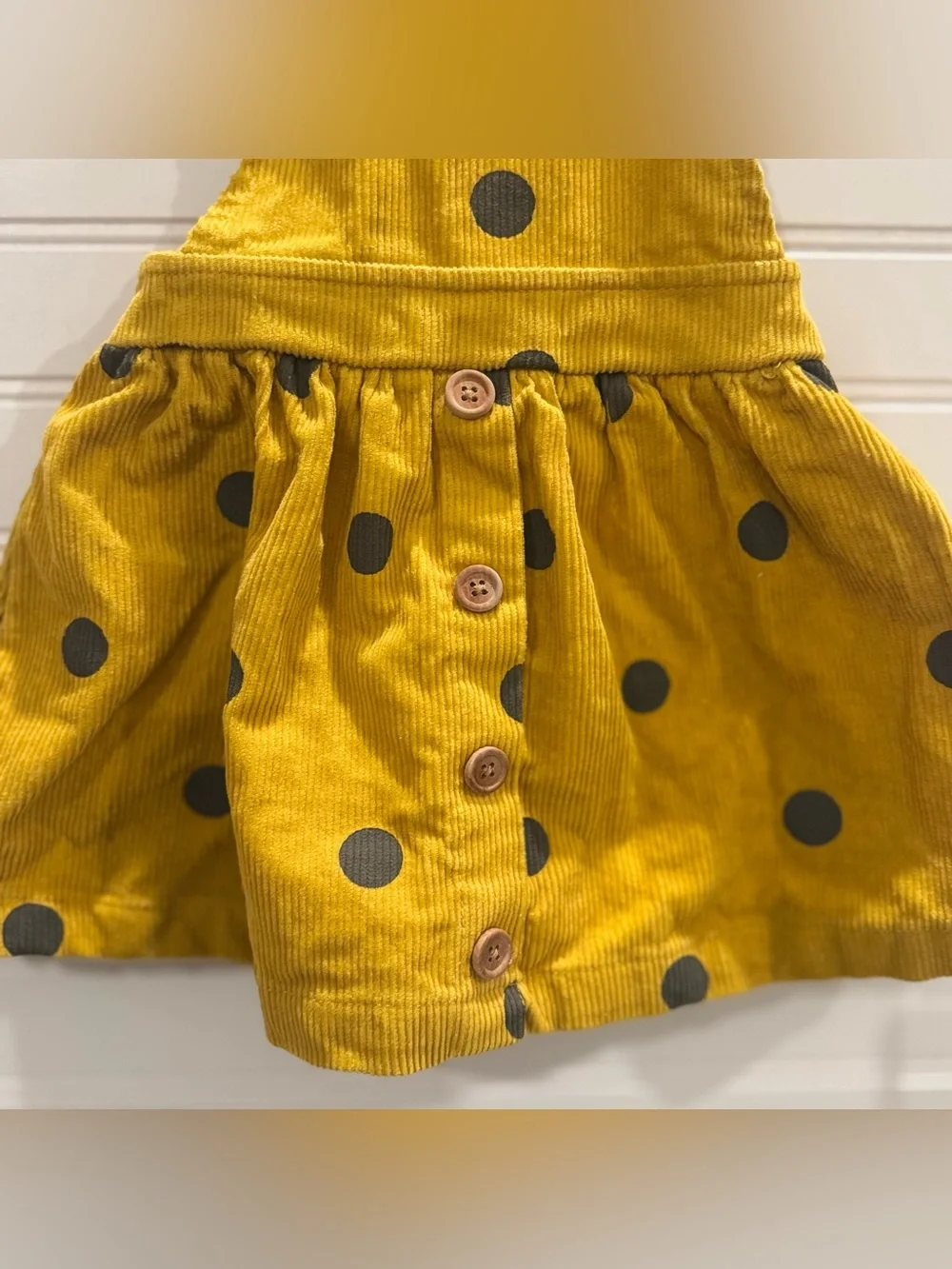 Blueberi Boulevard 12M Mustard Corduroy Polka Dot Jumper Dress